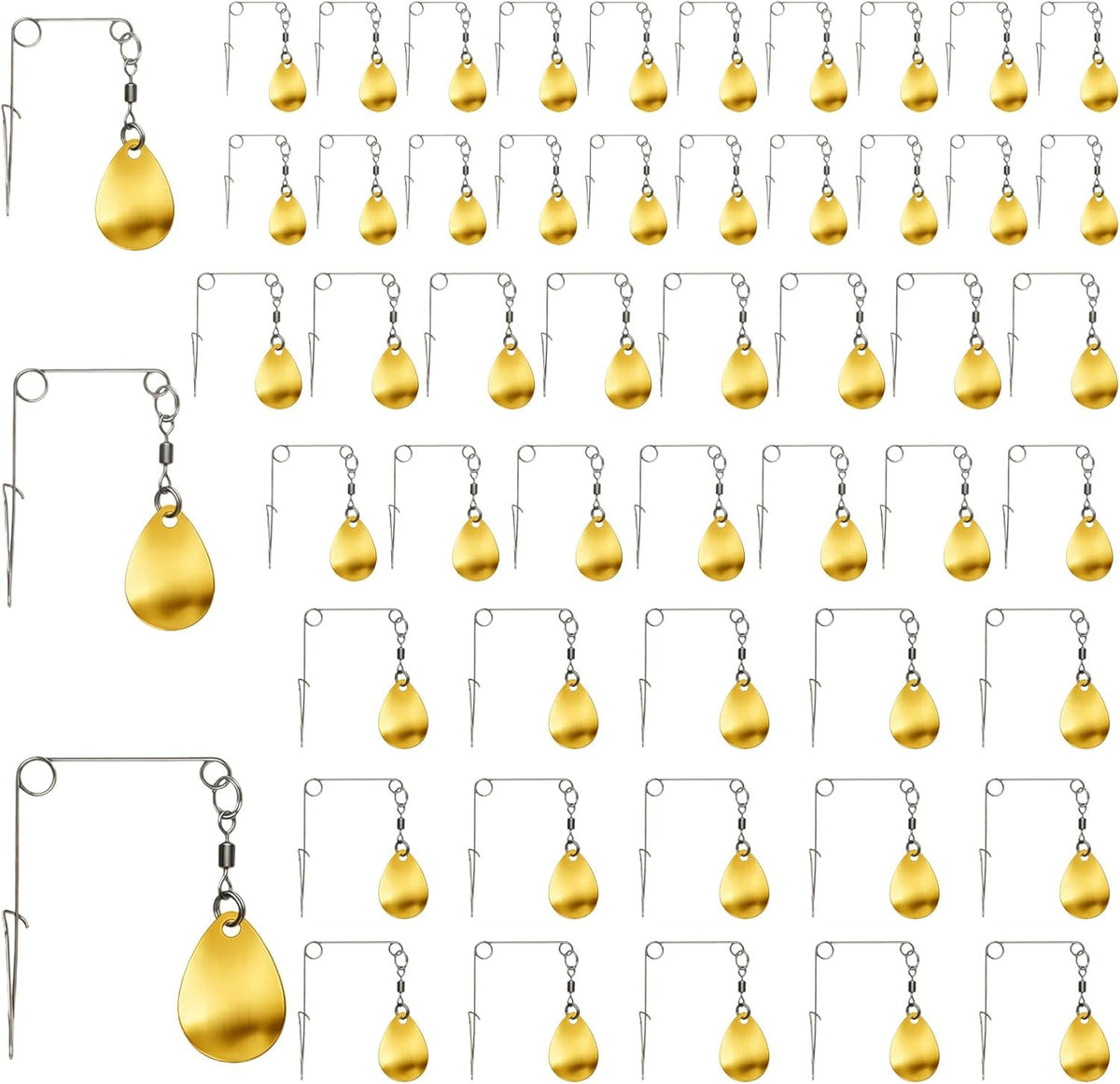 Artificial Fishing Spoons Kit 50Pcs Gold Teardrop Spinner Blades for Lure Making