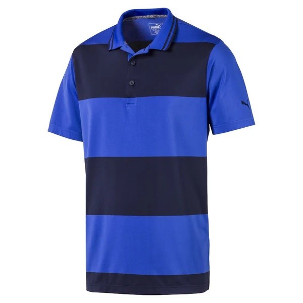 Moisture-Wicking Rugby Golf Polo Shirt - Color Block Performance Polo