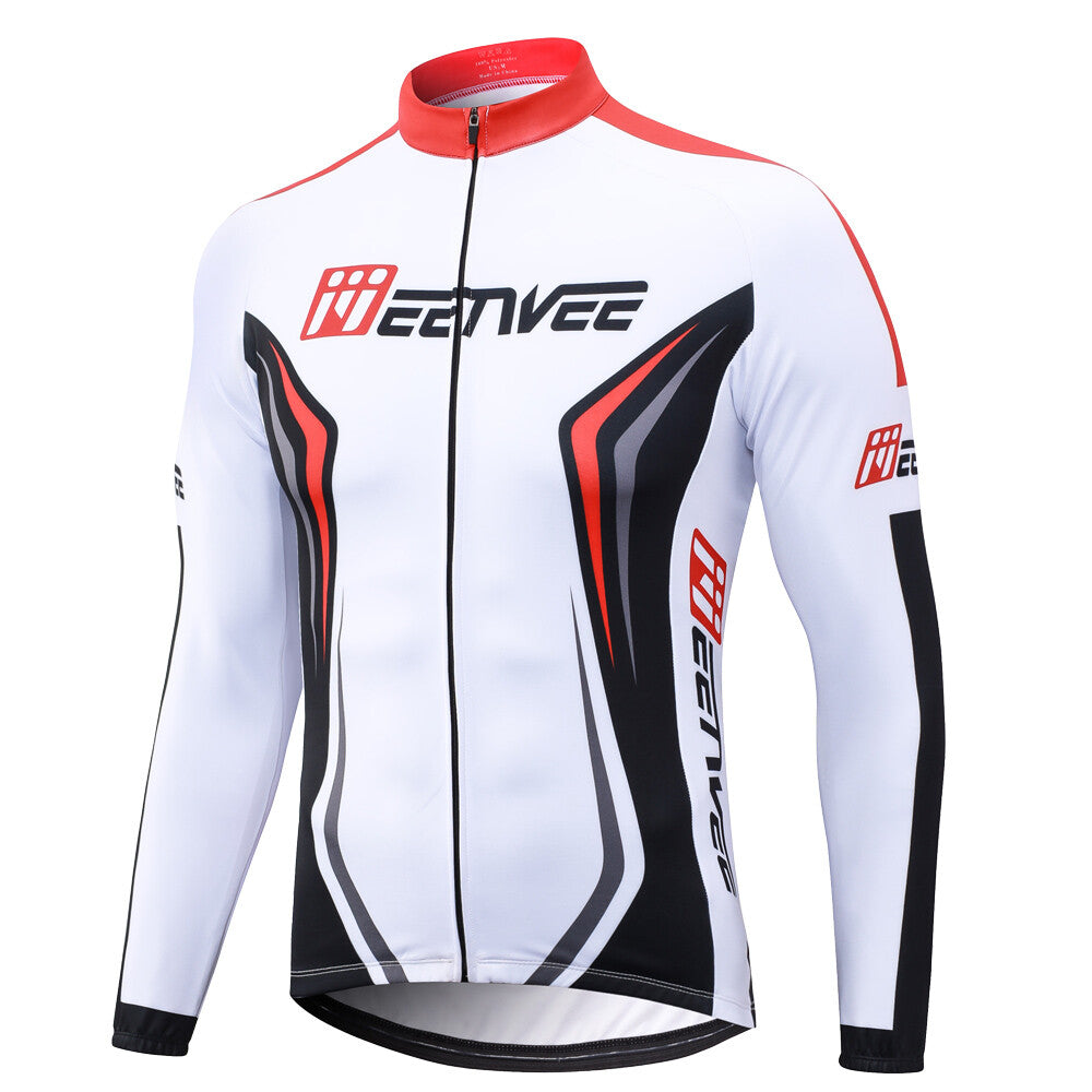 Men's Full Zip Long Sleeve Cycling Jersey Breathable Moisture-Wicking Bike Shirt
