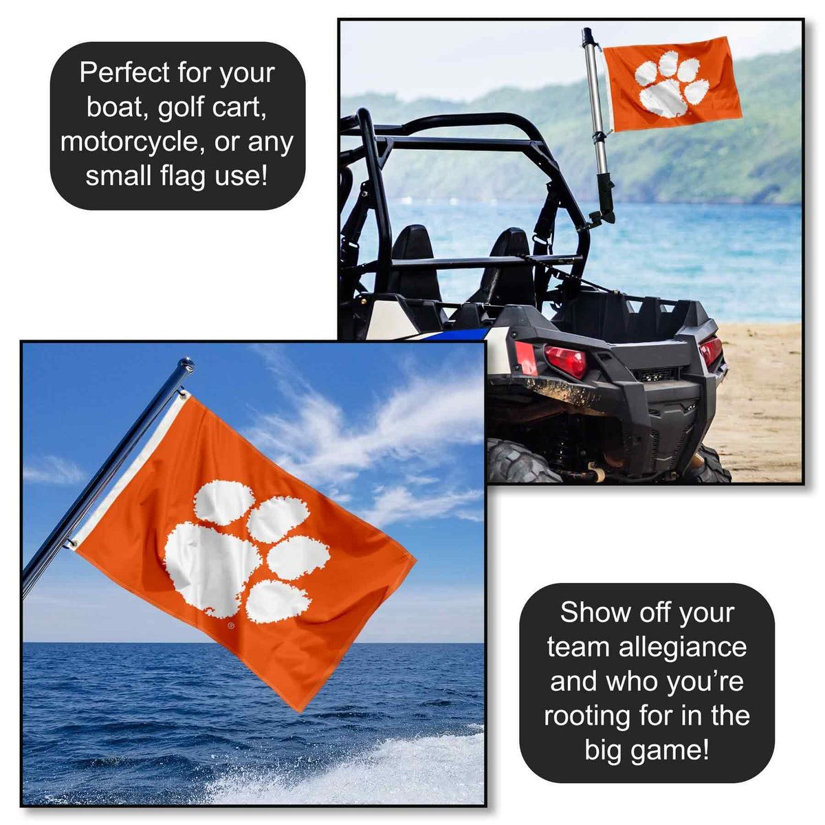 Clemson University Golf Cart Flag NCAA Licensed 12x18 Polyester