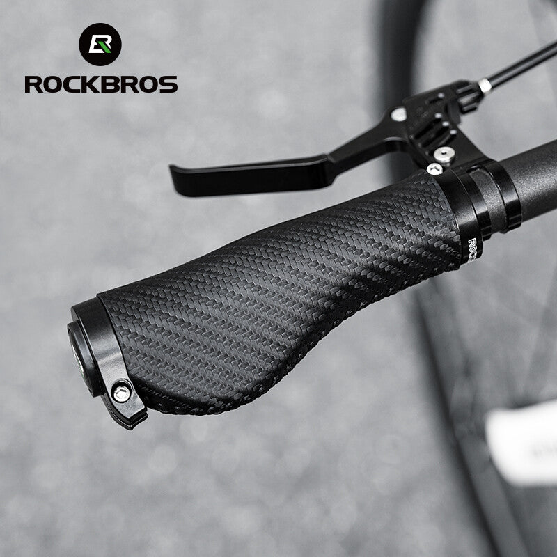 Bike Handlebar Grips Leather Waterproof Ergonomic for Cycling - Black