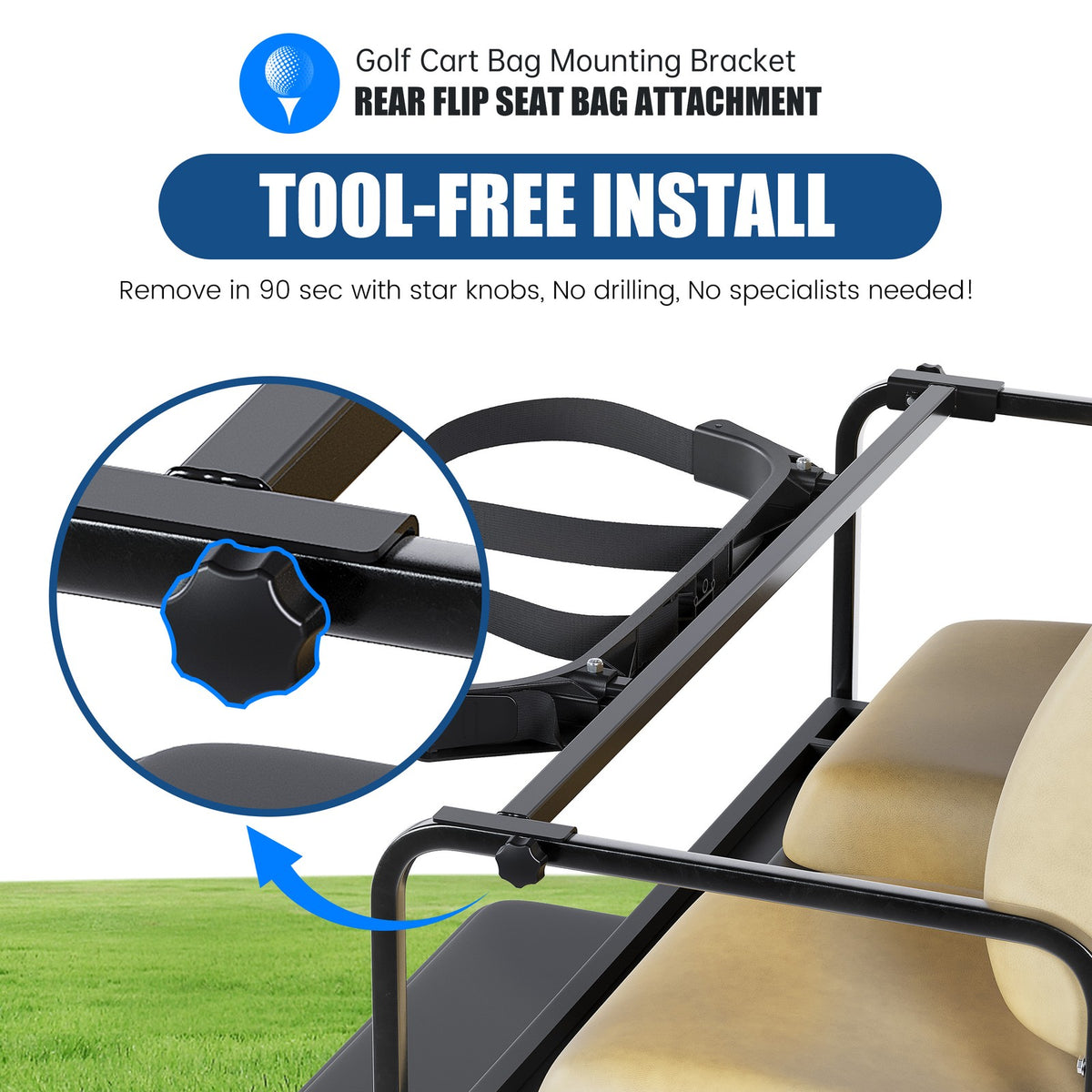 Universal Golf Cart Bag Holder Bracket - Adjustable Rear Mount for EZGO Club Car Yamaha