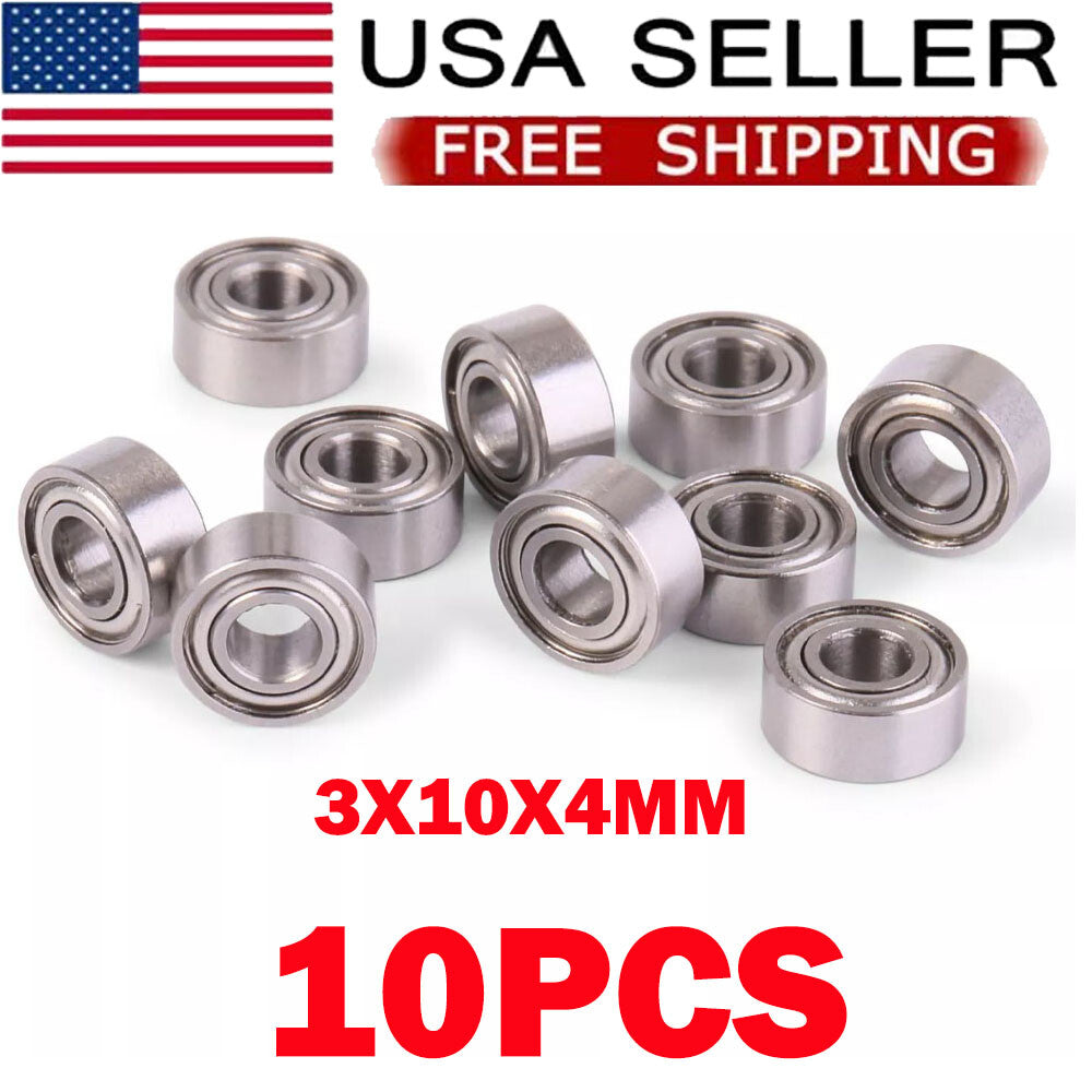 10 Pcs Stainless Steel Fishing Reel Ball Bearings 3x10x4mm