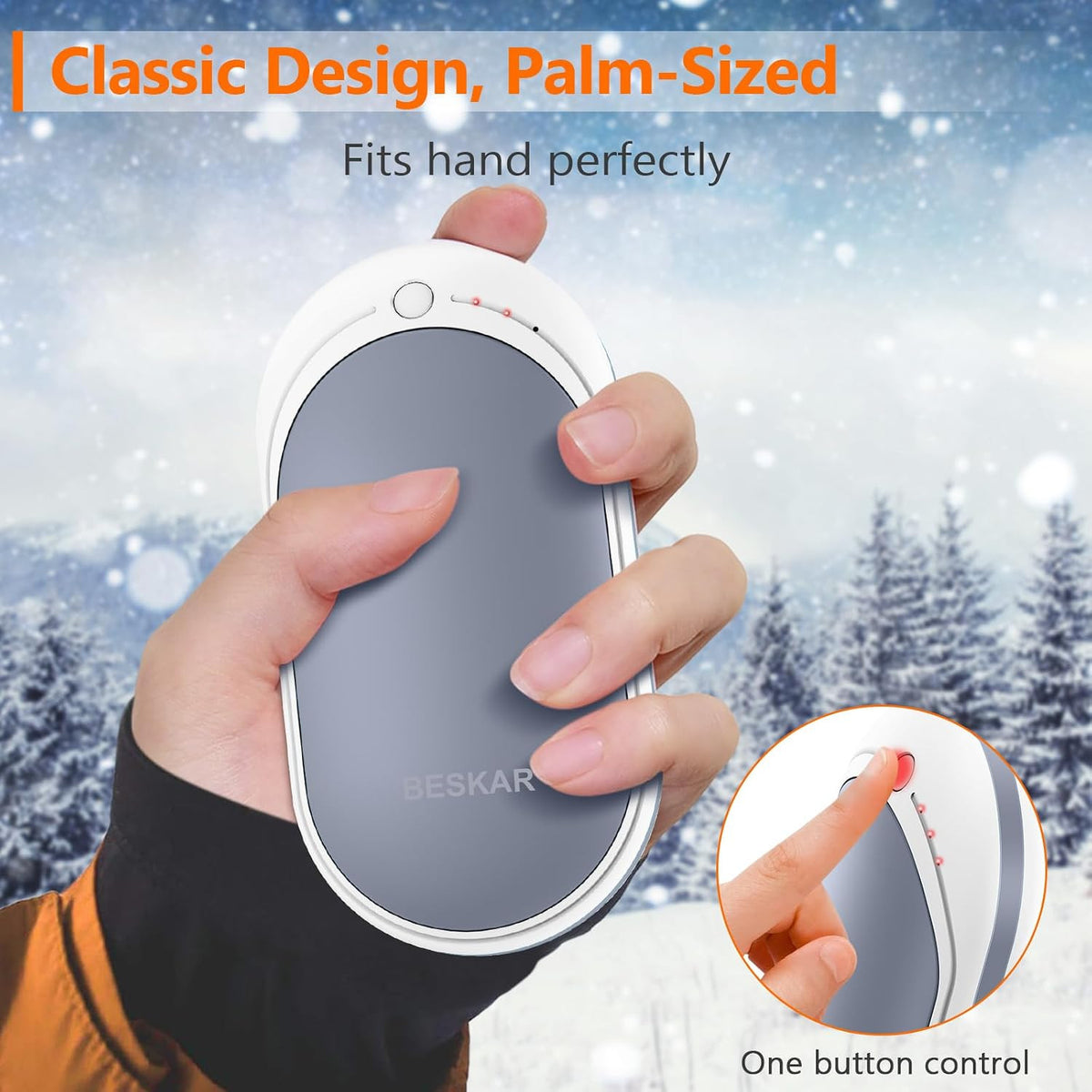 Rechargeable Hand Warmer with Fast Heating 5200mAh Portable Electric Hand Heater