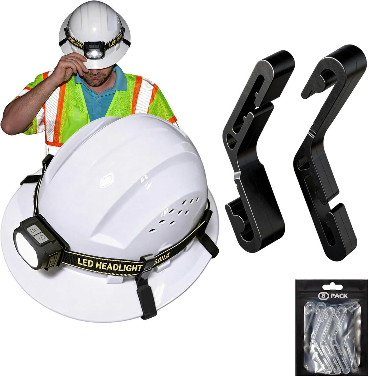 Universal Hard Hat Light Clips for Headlamp - Heavy-Duty Safety Gear Accessories