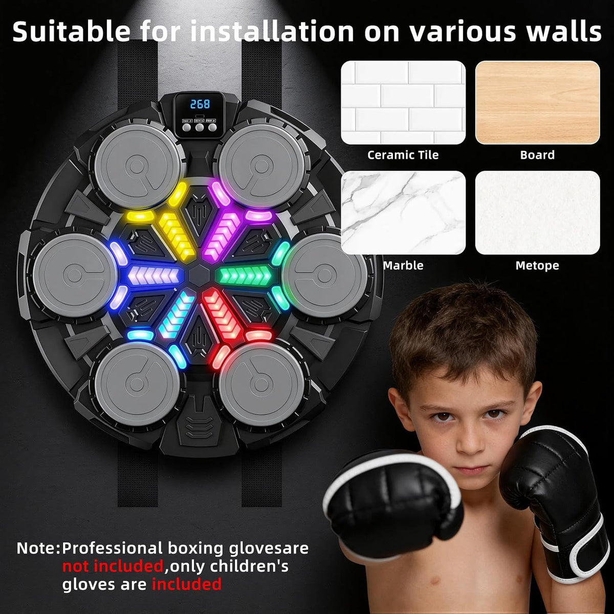 Bluetooth Wall-Mounted Boxing Machine for Kids & Adults, Home Gym Equipment