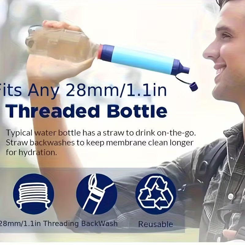 2-Pack Portable Water Filter Straw for Emergency Camping & Survival