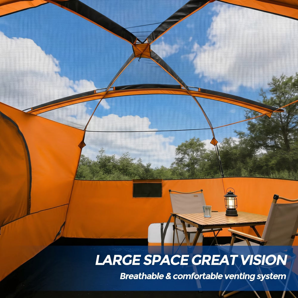 10-12 Person Camping Tent with Rainfly and Screen - Easy Setup, All-Weather Waterproof