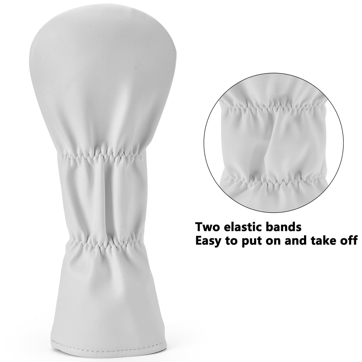 Golf Club Fairway Wood Head Cover PU Leather 3 White Protector