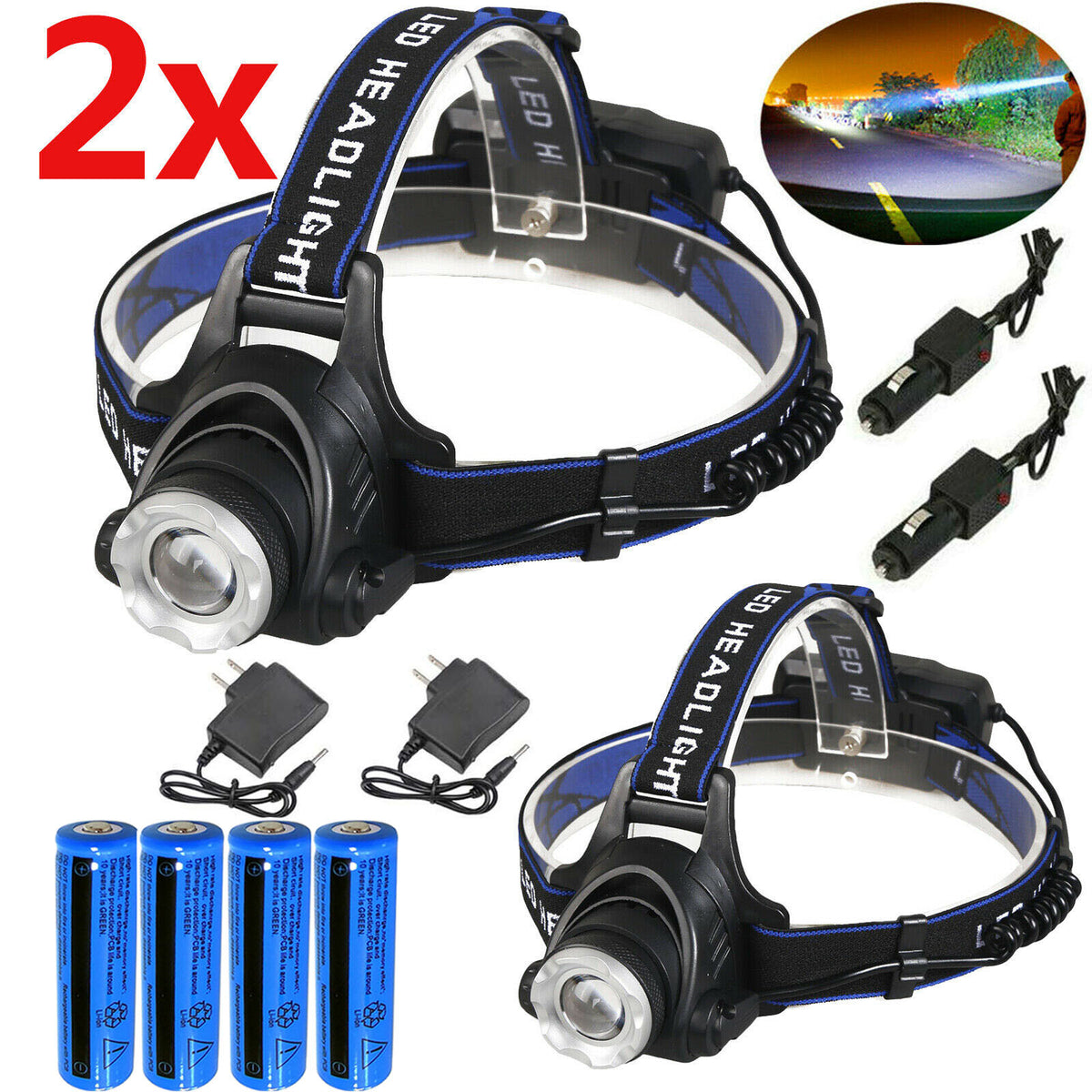 Rechargeable Waterproof LED Headlamp for Camping, Hiking, Fishing