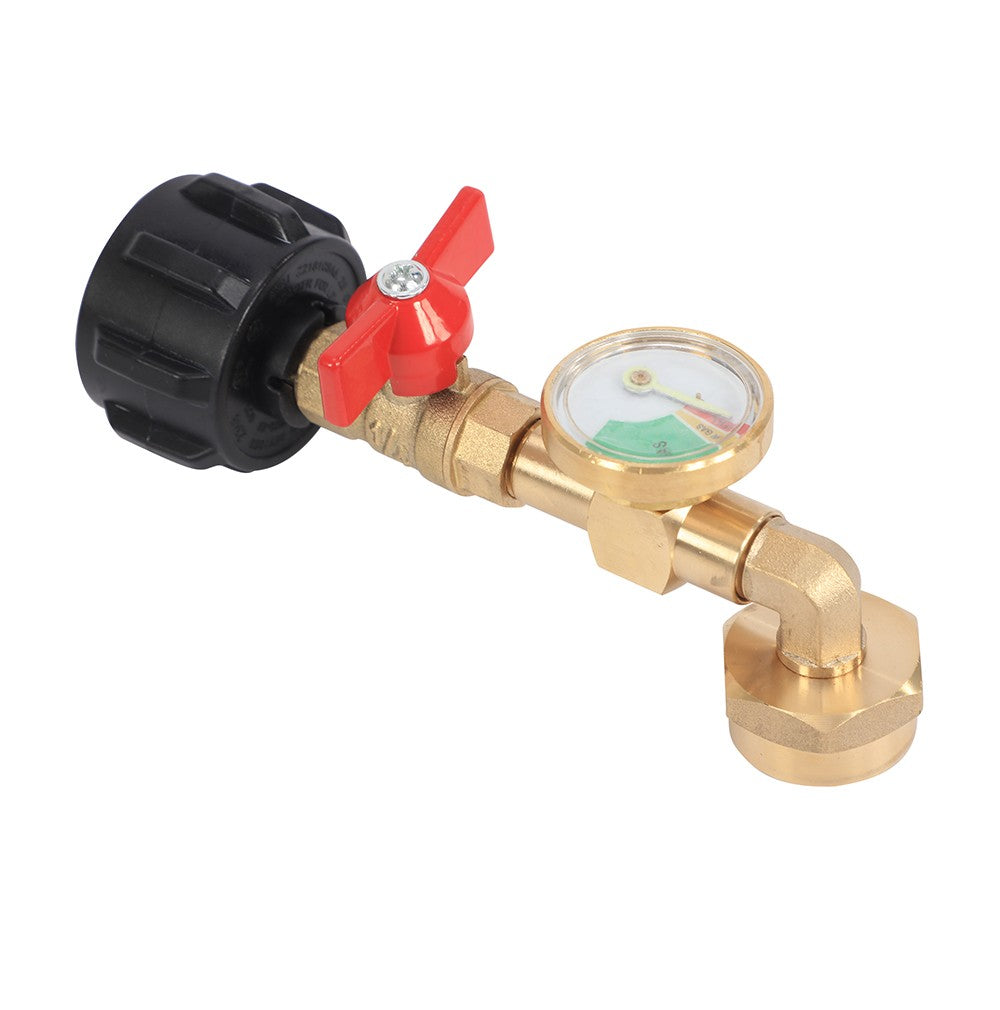 Propane Refill Adapter with Gauge and Control Valve for 1lb and 20lb Tanks