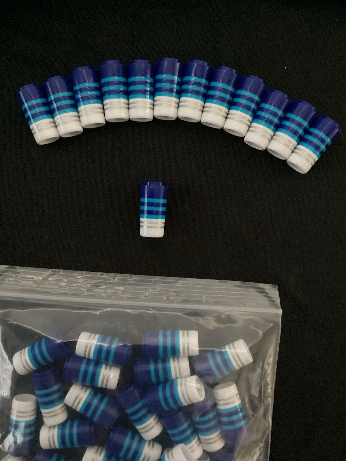 Golf Ferrules 12 Pcs White and Blue Striped Taper Tip Iron Ferrules for Clubs