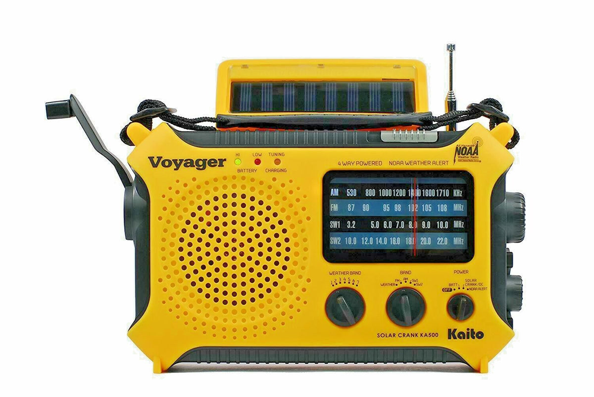 Emergency Weather Radio with Solar Crank AM FM Shortwave NOAA Alerts Yellow
