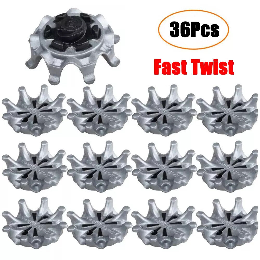 36Pcs Golf Shoe Spikes Replacement Studs Tri-Lok Fast Twist 3.0 Black Gray
