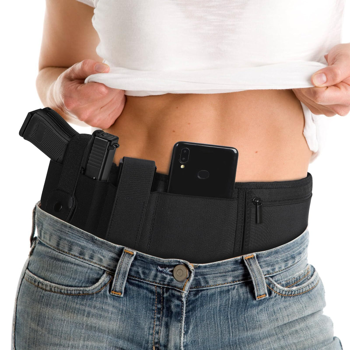 Concealed Carry Belly Band Holster for Most Pistols and Revolvers