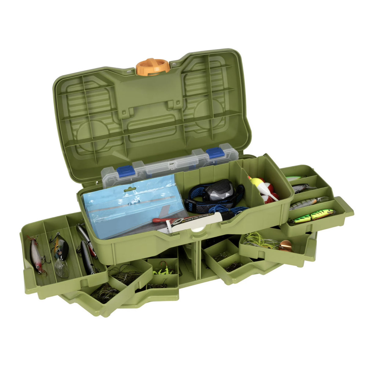 2 Pack Large Fishing Tackle Boxes - 15.5 Inch Green Storage Organizers