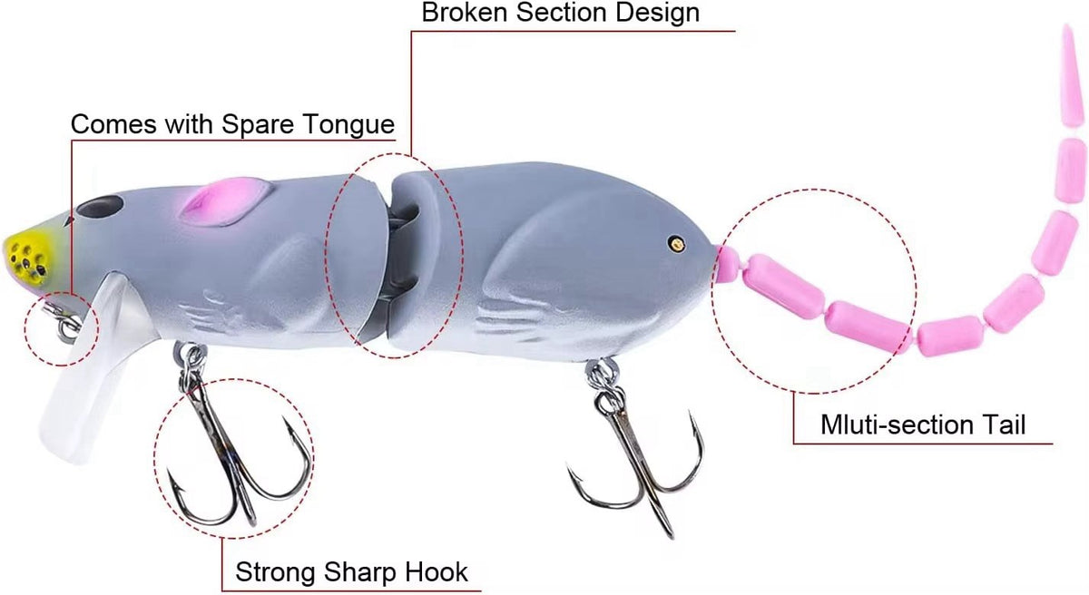 Multi-Jointed Topwater Mouse Fishing Lure for Bass Pike and Freshwater Species