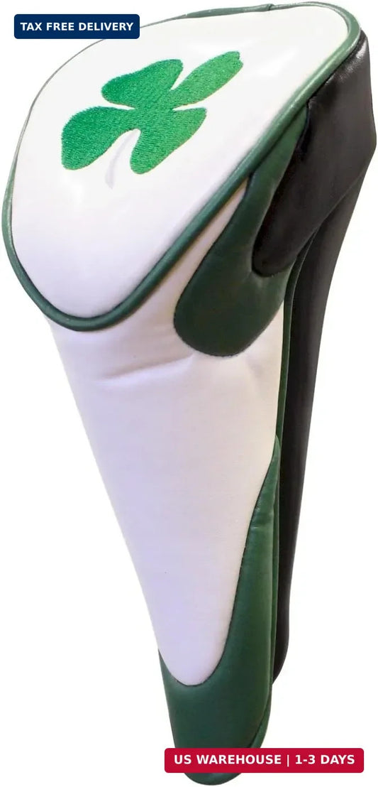 Golf Lucky Irish Four Leaf Clover Celtic Headcover with Zipper - Premium Leather Padding