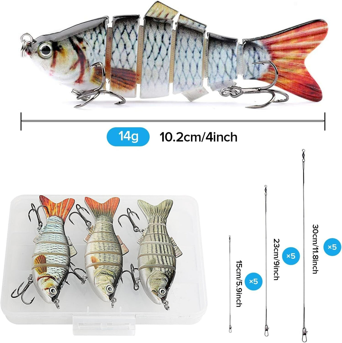 Multi-Section Pike Fishing Lures Set - Realistic Swimbaits for Freshwater & Saltwater