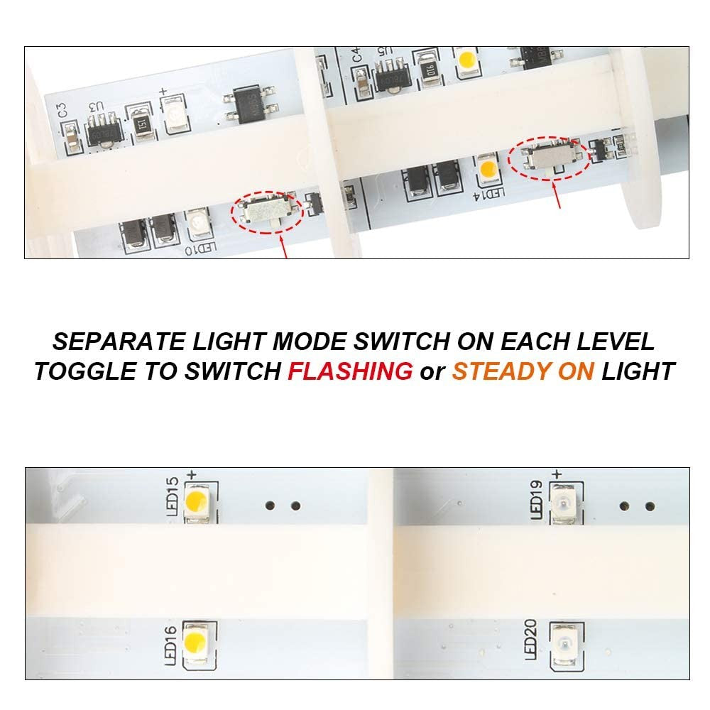 Industrial Signal Tower Stack Lights with Warning and Rotatable Base - 110V/220V LED