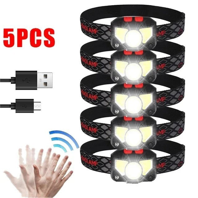 Rechargeable LED Headlamp with Bright White & Red Light for Outdoor Camping Hiking