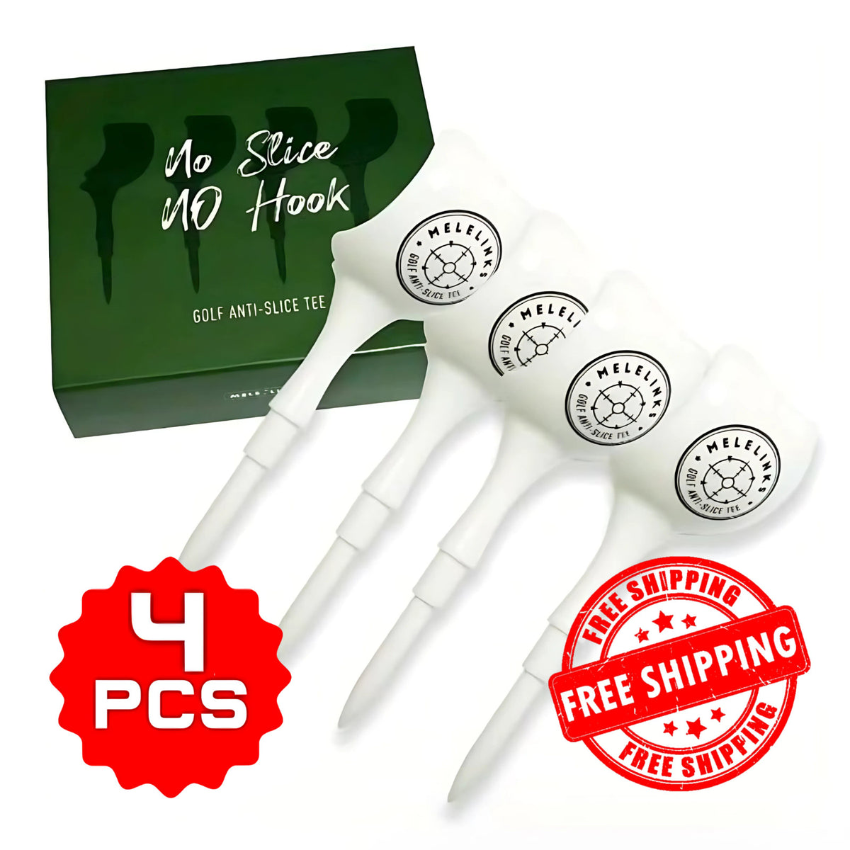 Petal-Design Anti-Slice Plastic Golf Tees - 4 Pack, Stable & Durable