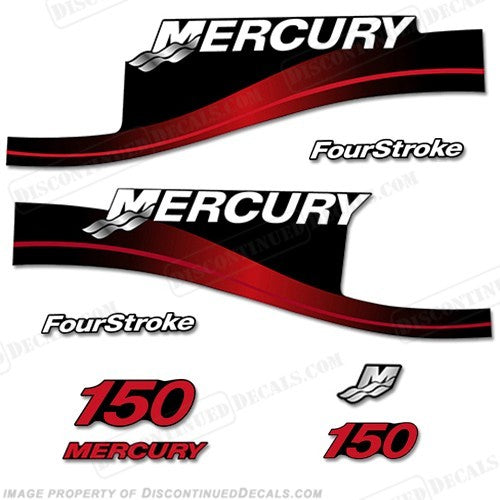 Mercury 150hp Outboard Decal Kit - Blue or Red Saltwater Series