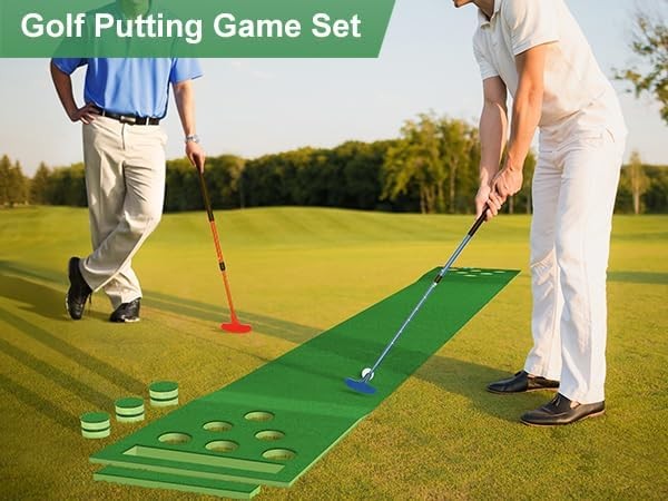 Golf Putting Mat Indoor Outdoor Practice Green with Putter & Balls