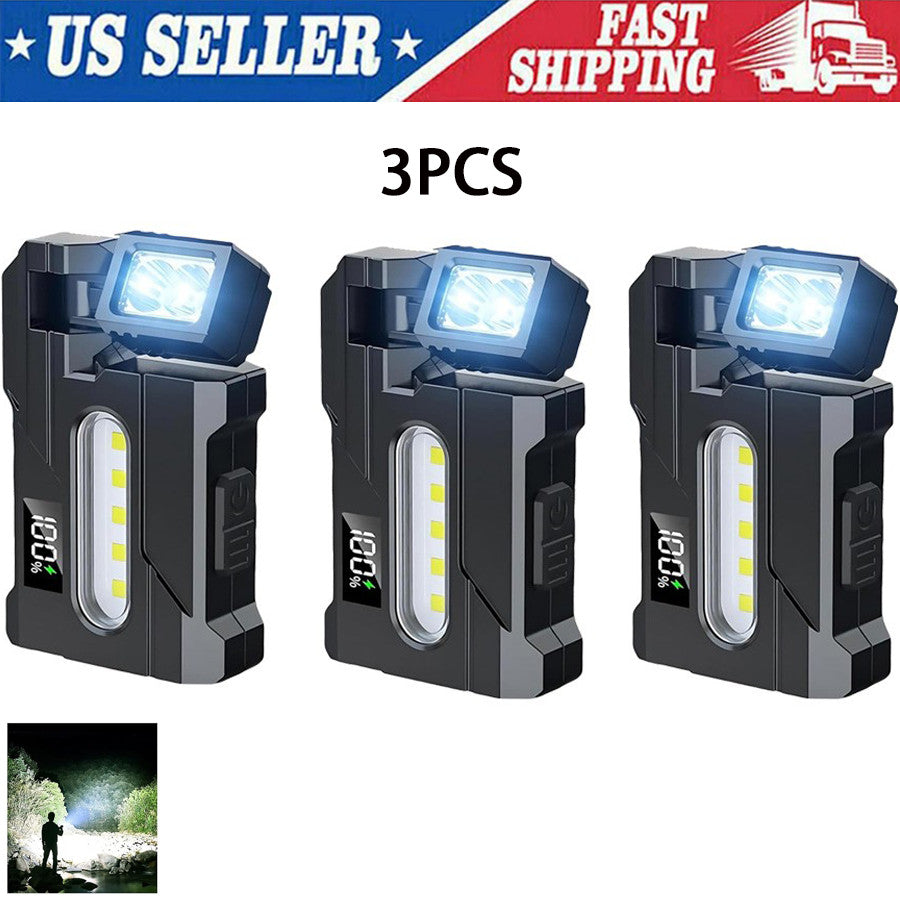 Rechargeable LED Flashlight Set - Portable EDC with RGB Warning Lights