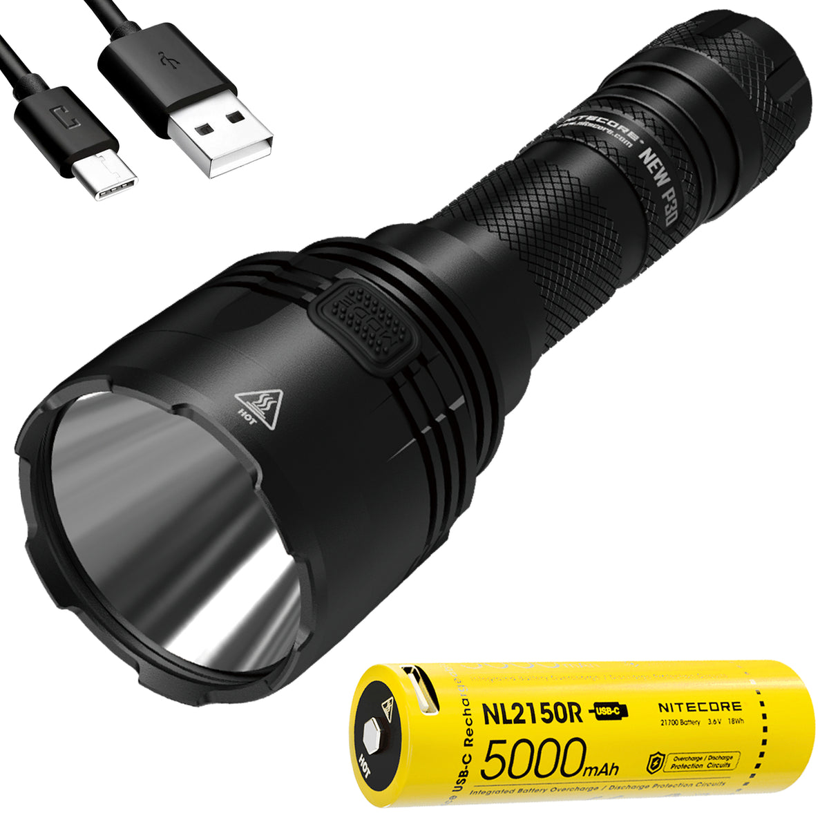 Long Range Hunting Flashlight 1000 Lumen 676 Yard Throw with Rechargeable Battery