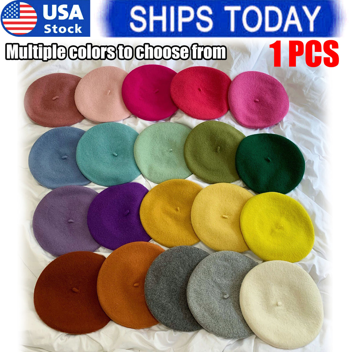 Women Casual Wool Beret Hat - Elegant French Style Solid Color Accessory