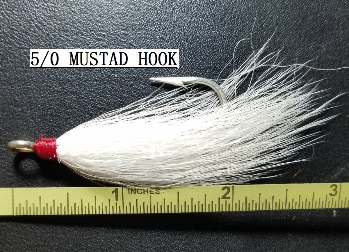 Fishing Bucktail Teaser Hooks Assortment – 5/0 & 6/0 Mustad Tied Hooks for Lures