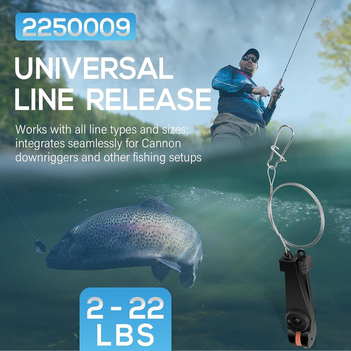 Universal Line Release for Fishing Downriggers - Adjustable Tension 2-22 lbs - 2 Pack
