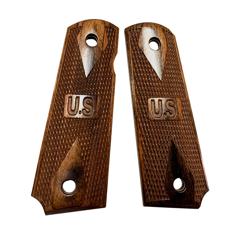 1911 Full Size Wooden Grip with U.S. Embossed Logo for Springfield Colt 1911