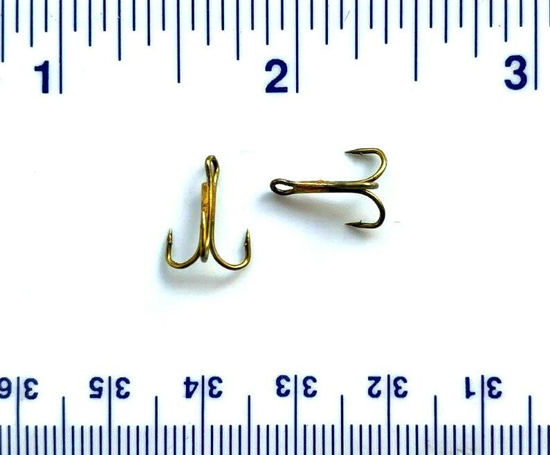 50 Strong Bronze Treble Hooks Size 14 for Fishing Tackle