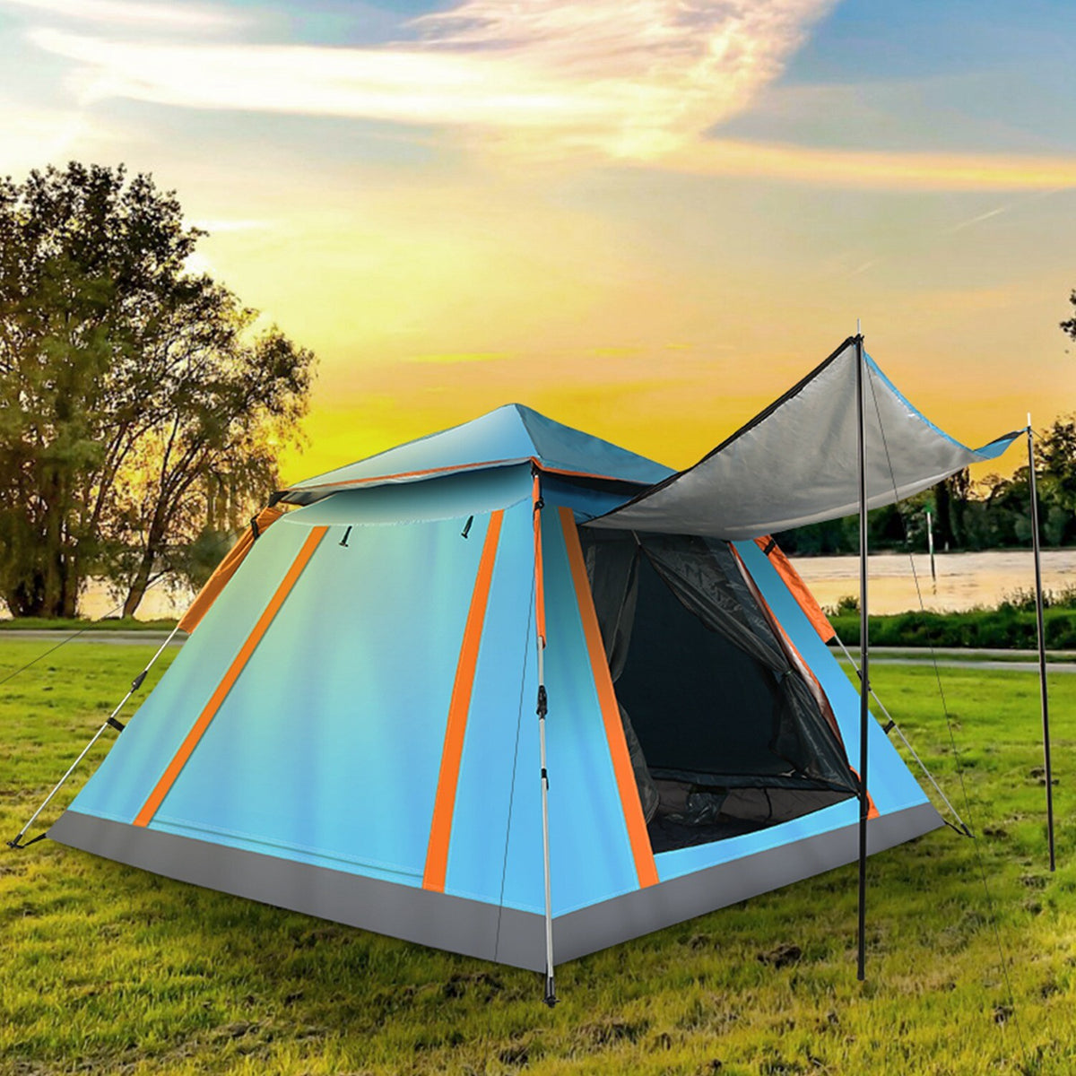 4-5 Person Waterproof Camping Tent with Mosquito Nets & Windows for Hiking
