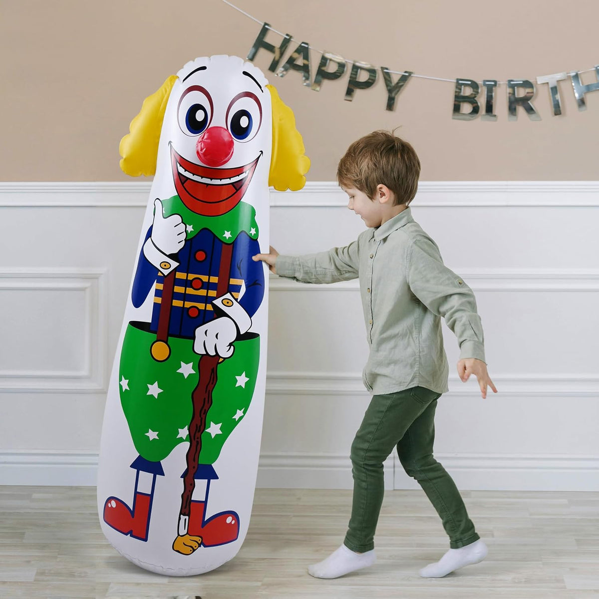 Inflatable Clown Punching Bag 42 Inches Tall Kids Indoor Outdoor Play Toy