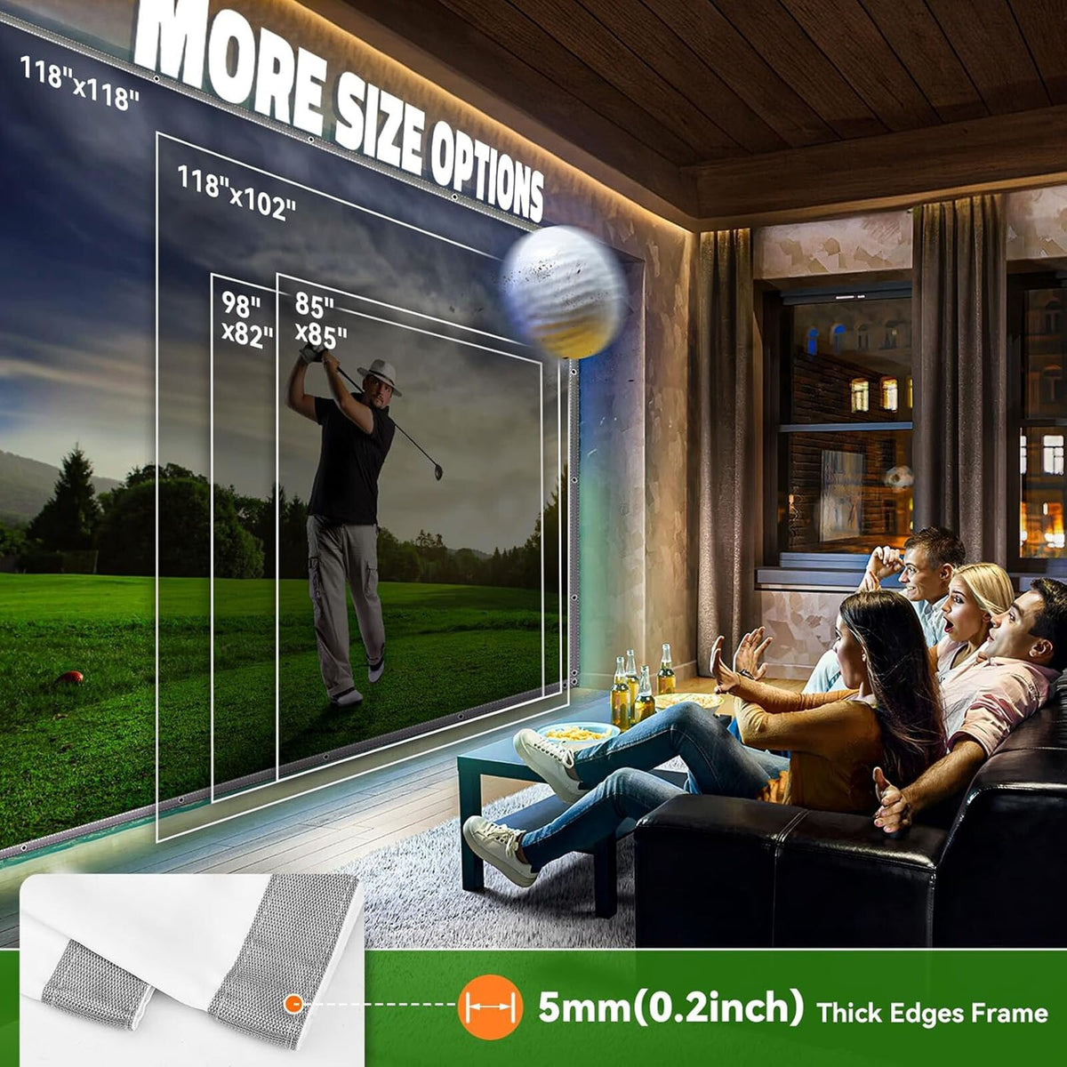 Golf Impact Screen 8x10 ft for Home Garage Indoor Practice Durable Impact-Resistant
