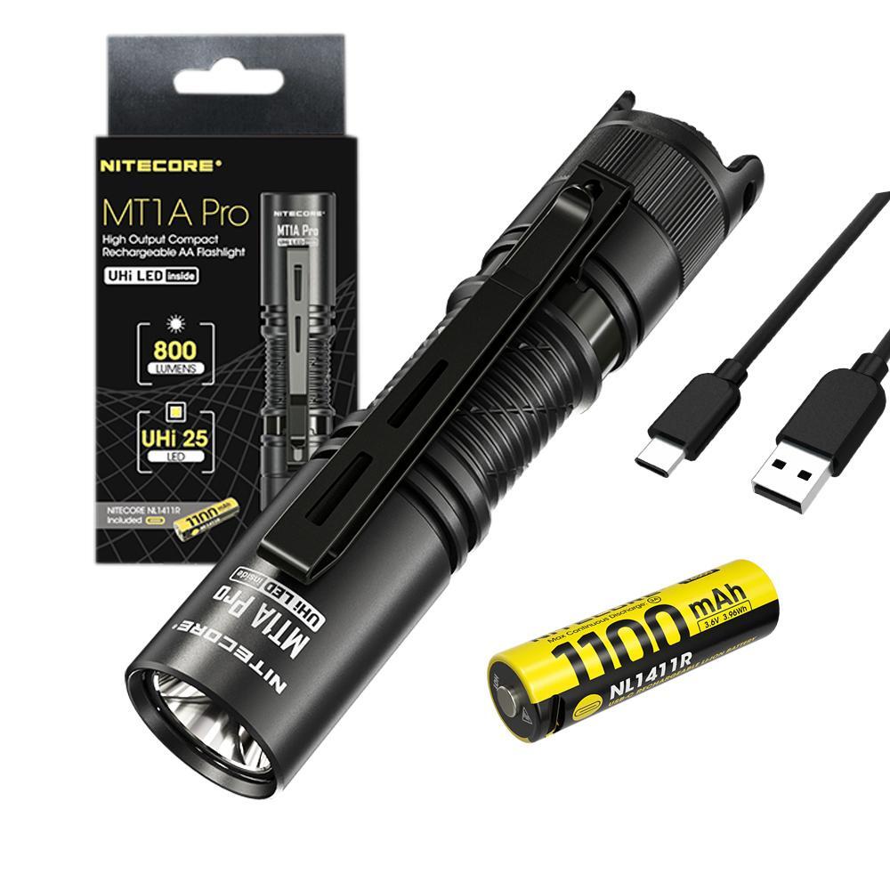 Rechargeable AA Flashlight 800 Lumens Compact Outdoor Light