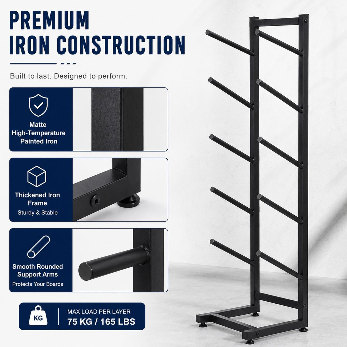 5-Layer Skateboard & Snowboard Storage Rack Floor Stand Organizer