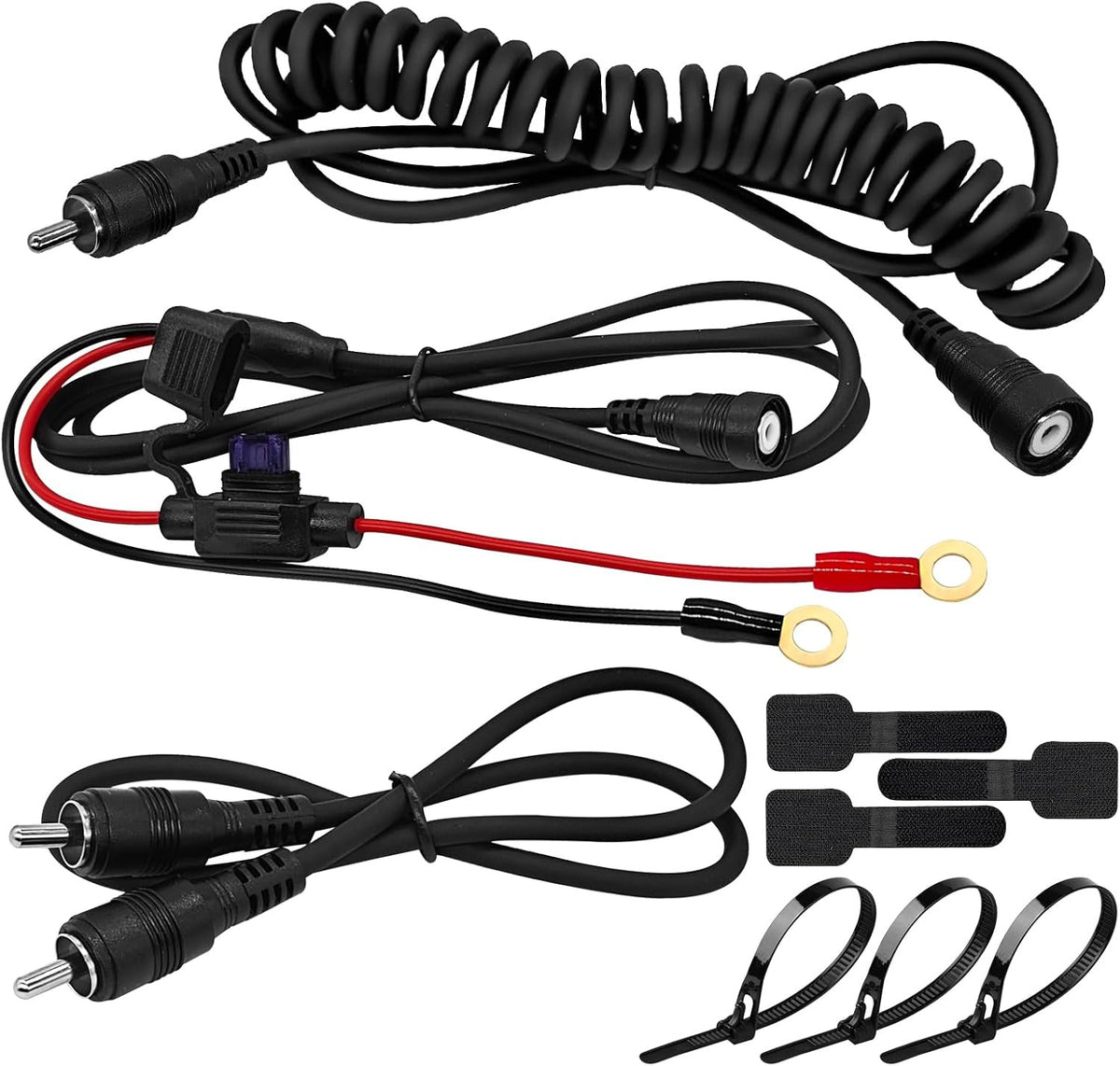 Heated Helmet Visor Power Cord with RCA Plug and Battery Lead - Cold Weather Riding Gear