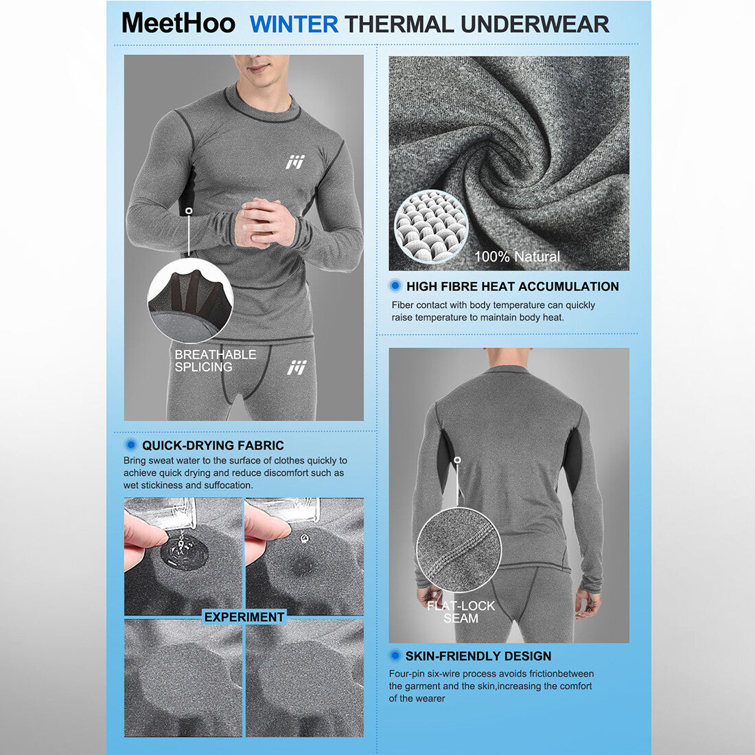 Men's Thermal Long Johns Base Layer Sets for Winter Ski & Cold Weather