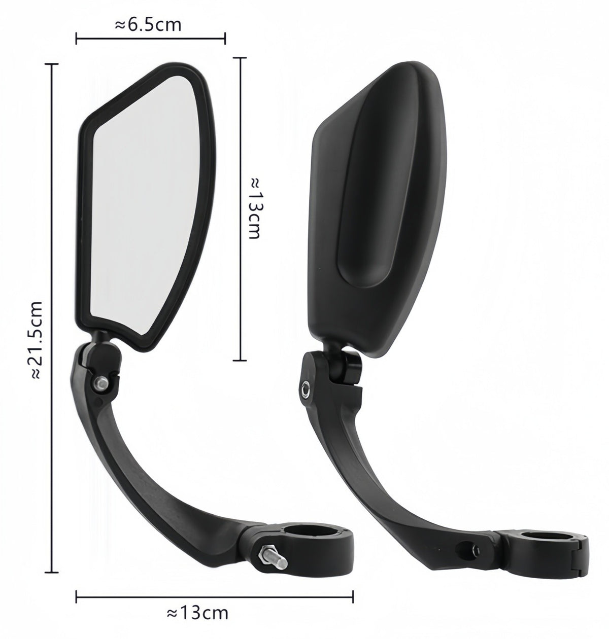 Bike Handlebar Rear View Mirrors Pair - Adjustable Rectangle Back Mirrors for E-Bike & Bicycle