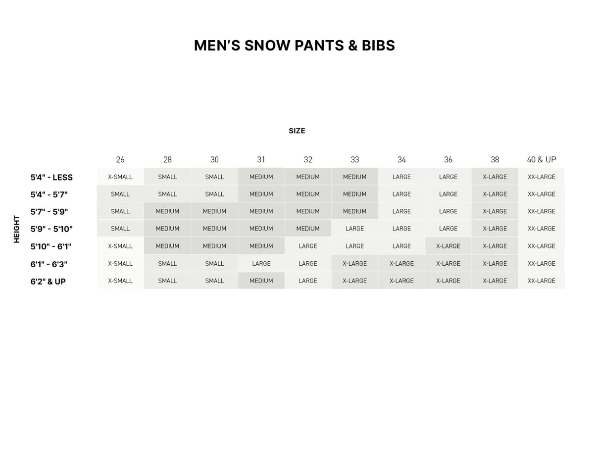 Men's Snow Pants Waterproof 2-Layer Shell Ski & Snowboard Pants Large