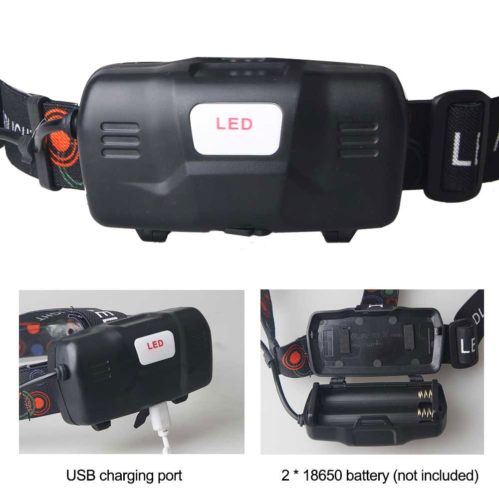 Rechargeable LED Headlamp with UV & White Light, 4 Modes, 300M Brightness