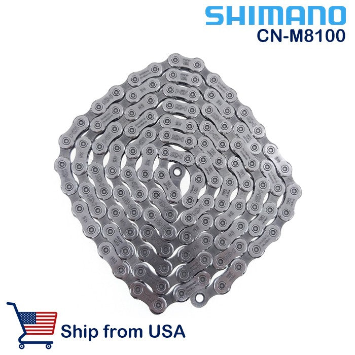 12-Speed Bicycle Chain with Quick Link for MTB - 122 Links, Shimano XT CN-M8100