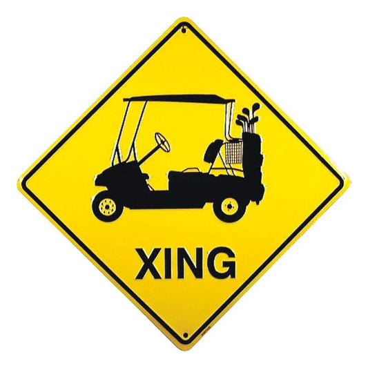 Golf Cart Crossing Sign 12x12 Metal Warning Sign for Golf Course Safety