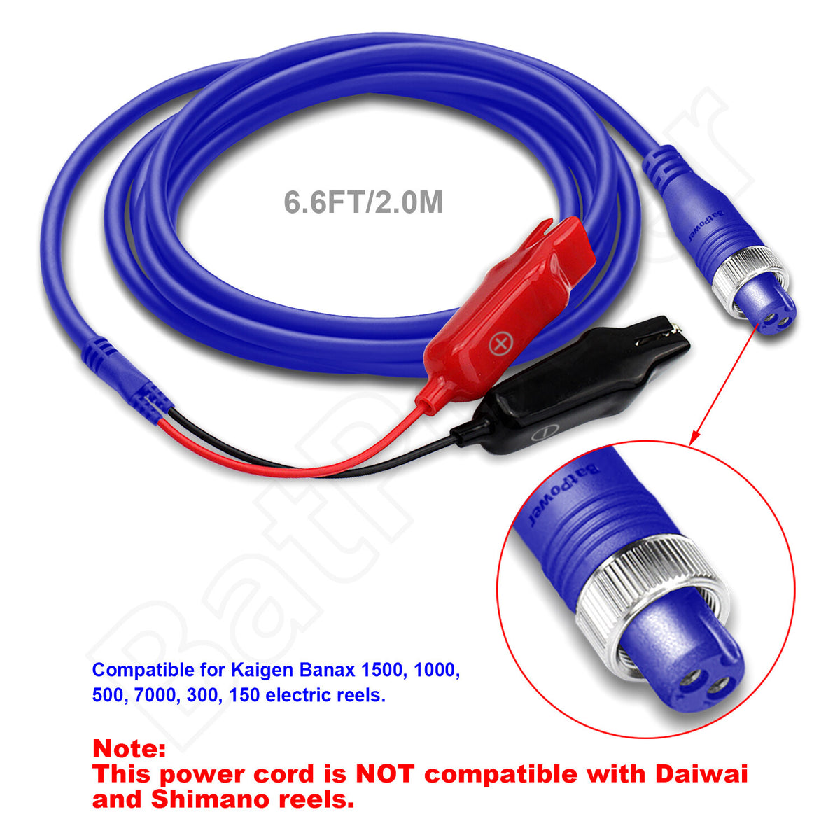 Electric Fishing Reel Power Cable Compatible with Banax Kaigen Reels - 6.6FT/2M & 18FT/5.5M
