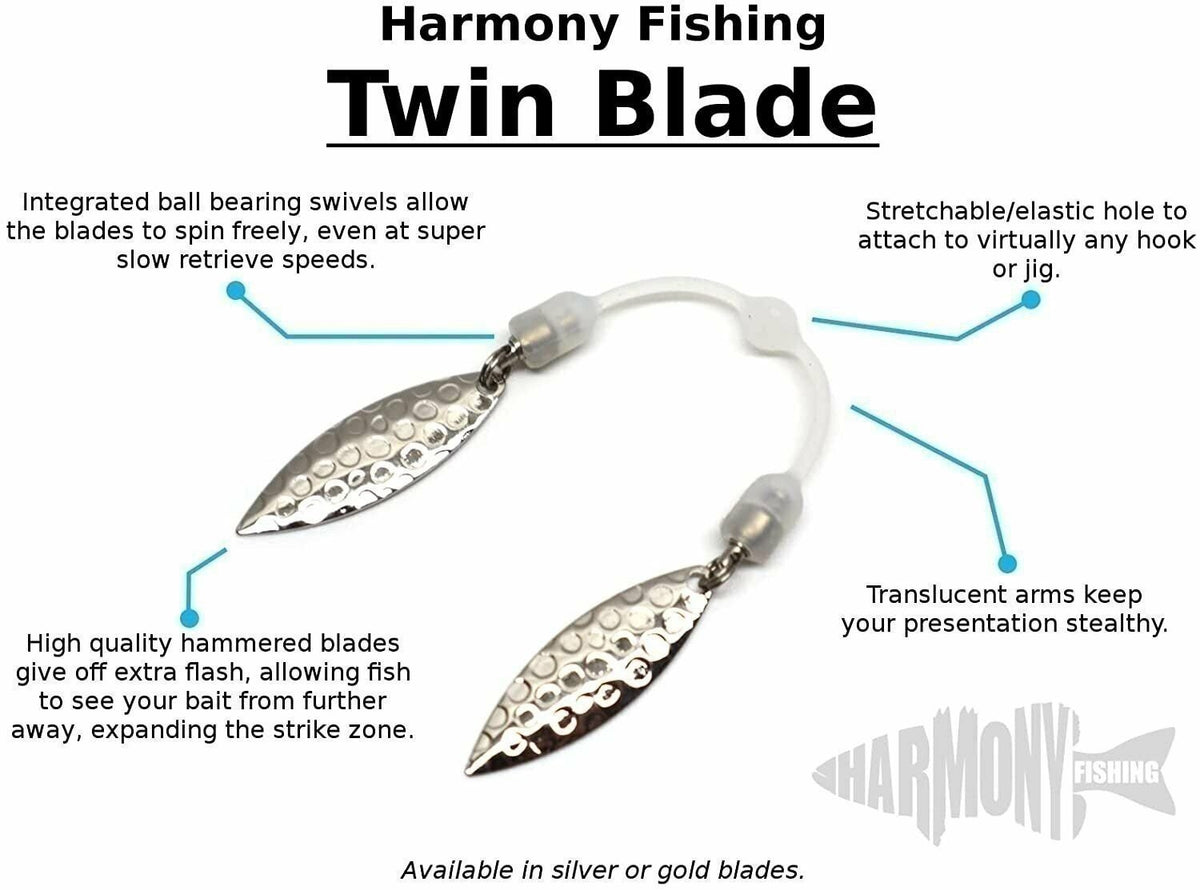 Fishing Spinner Blades 6 Pack for Lures - Twin Blade Slip-On Design