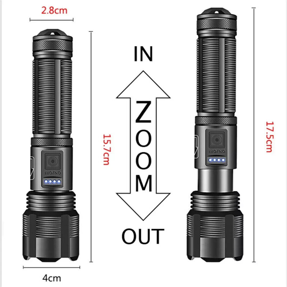 Super Bright Rechargeable LED Flashlight with Zoom and Multiple Modes